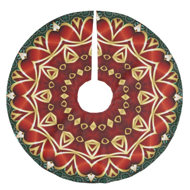 Rotes Weihnachtsfest Polyester Weihnachtsbaumdecke (Vorderseite)