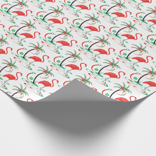 Rotes Weihnachtsflamingo-Packpapier Geschenkpapier (Ecke)