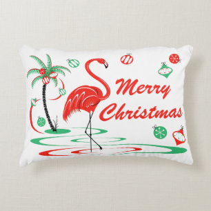 Rotes Weihnachtsflamingo Weihnachten rote Rückseit Dekokissen