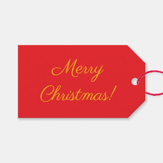 Rotes Weihnachtsgeschenk-Tag Geschenkanhänger (Vorderseite (Horizontal))