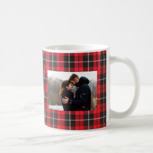 Rotes Weihnachtskarierte Foto-Tasse Kaffeetasse