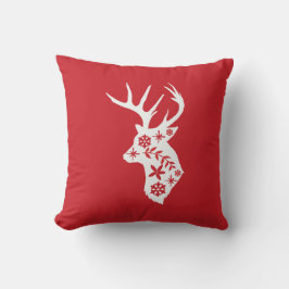 Rotes Weihnachtskissen mit weißem Hirsch Kissen