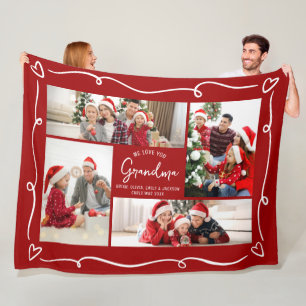 Rotes Weihnachtsliebe Großmutter Spaß Doodles 4 Fo Fleecedecke