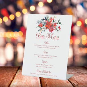 Rotes Weihnachtsmenü von Poinsettia Blumenkost Bar Sockelschild