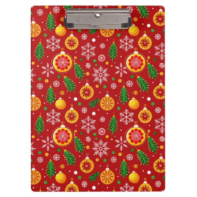Rotes Weihnachtsmuster Klemmbrett (Vorderseite)