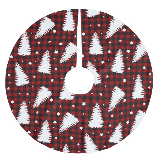 Rotes Weihnachtsmuster  Polyester Weihnachtsbaumdecke (Vorderseite)