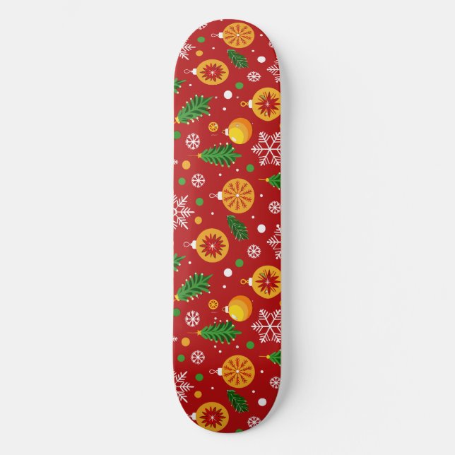 Rotes Weihnachtsmuster Skateboard (Vorderseite)