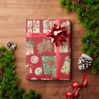 Rotes Weihnachtspapier mit Geschenkmuster Lustig Geschenkpapier