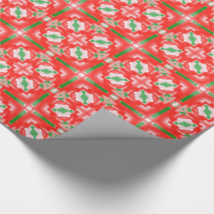 Rotes Weihnachtsquiltt Kaleidoskop Geschenkpapier