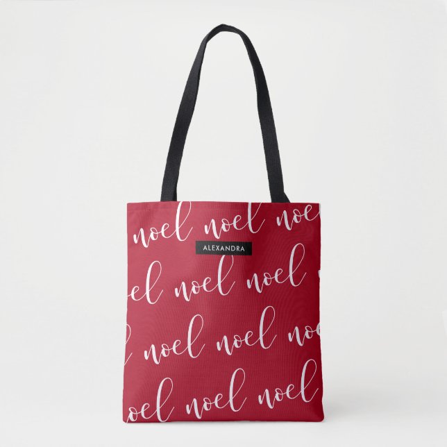 Rotes Weihnachtsskript des Weihnachten-| mit Ihrem Tasche (Vorderseite)
