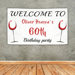 Rotes Weinglas 60. Geburtstagsparty Hintergrund Banner