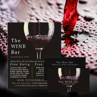 Rotes Weinglas, Bar/Weingut Visitenkarte