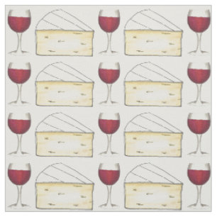 Rotes Weinglas und Creamy Brie Feinschmecker Stoff
