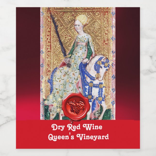 ROTES WEINWEINWACHS-SIEGEL/ANTIKABELTAROTE WEINETIKETT (Einzelnes Label)