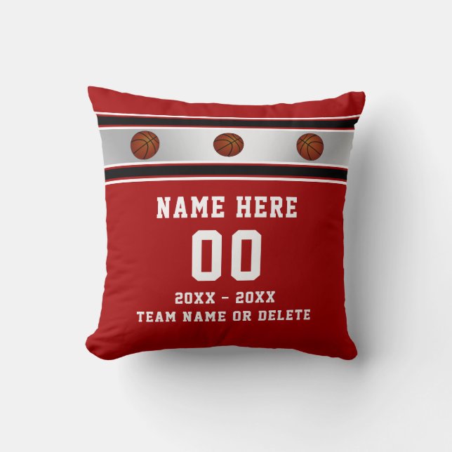 Rotes Weiß personifiziert Basketball-Geschenke für Kissen (Vorderseite)
