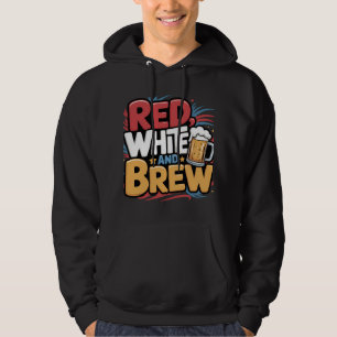 Rotes Weiß und Bierbrauen Grafik Hoodie