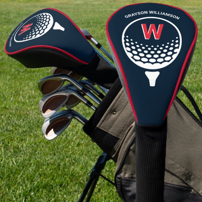 Rotes Weiß und Blau Monogramm Golf Headcover (Von Creator hochgeladen)