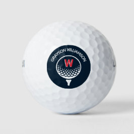 Rotes Weiß und Blau Monogramm Golfball