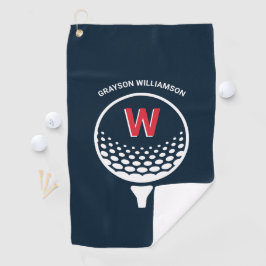 Rotes Weiß und Blau Monogramm Golfhandtuch