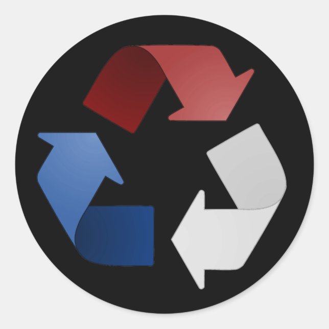 Rotes, Weiß und Blau Recycelnd Symbol Runder Aufkleber (Vorderseite)