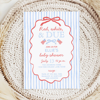 Rotes Weiß und Fällig Baby Shower Einladung