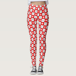 Rotes Weiß und Schwarzes Muster Leggings