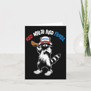 Rotes Weiß und Wild, Funny Raccoon 4. Juli Karte