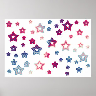 Rotes weiße und blaue Stern-Plakat Poster