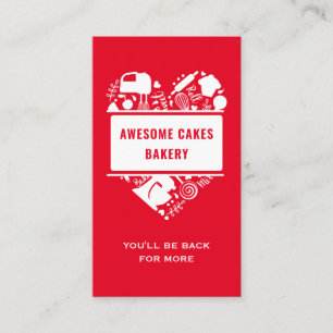 Rotes Weißes Bäckereigebäck Gebäck Koch Konditorei Visitenkarte