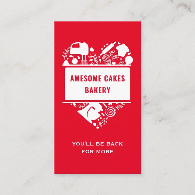 Rotes Weißes Bäckereigebäck Gebäck Koch Konditorei Visitenkarte (Vorderseite)