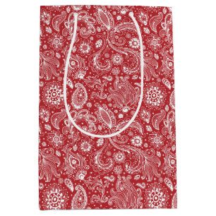 Rotes weißes Batik-Boho-Muster Mittlere Geschenktüte