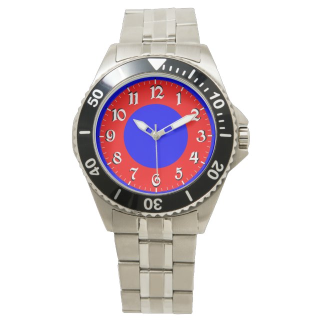 rotes weißes blaues Analog-Bild aus Edelstahl Armbanduhr (Vorderseite)