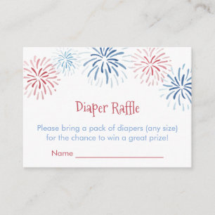 Rotes Weißes Blaues Feuerwerk Windel-Raffle Baby-P Begleitkarte