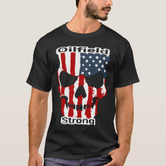 Rotes weißes blaues Ölfeld stark T-Shirt