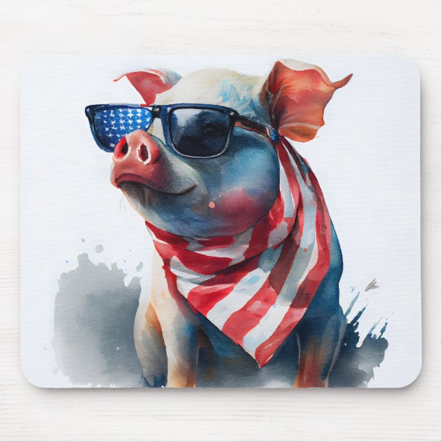 ROTES WEISSES BLAUES PATRIOTISCHES WASSERFARBENSCH MOUSEPAD (Vorne)