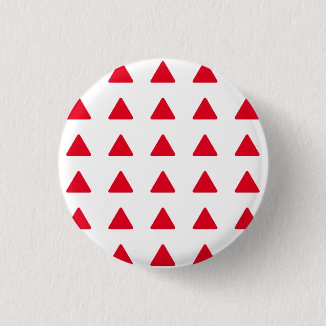 Rotes, weißes Dreieck Muster Modernes Kunstwerk Button (Vorderseite)
