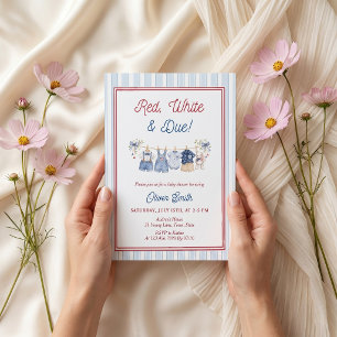 Rotes Weißes & Fälliges Babyshower-Einladung Einladung