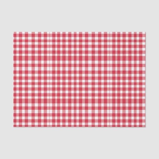 Rotes/weißes Gingham Muster Seidenpapier (Vorderseite)