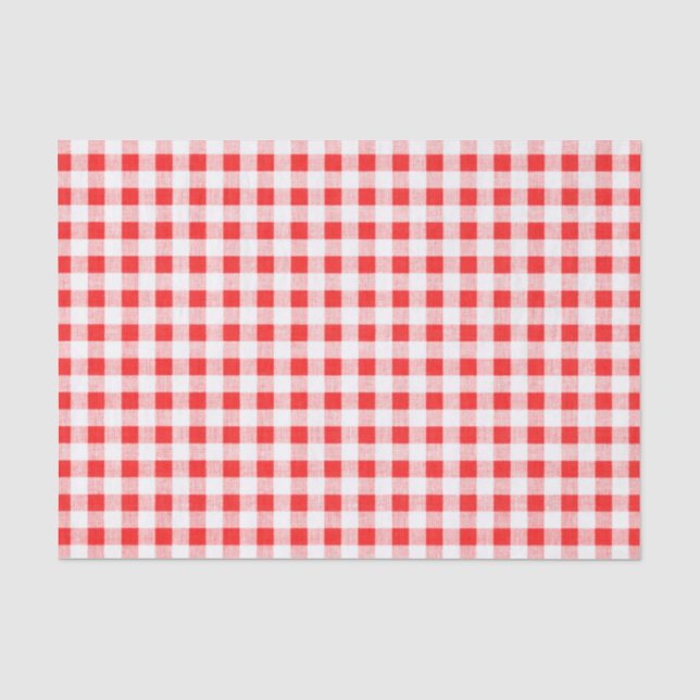 Rotes weißes Gingham-Muster Seidenpapier (Vorderseite)