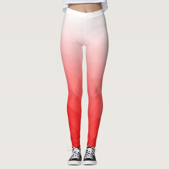rotes weißes Gradient Geometric Mesh Muster Leggings (Vorderseite)