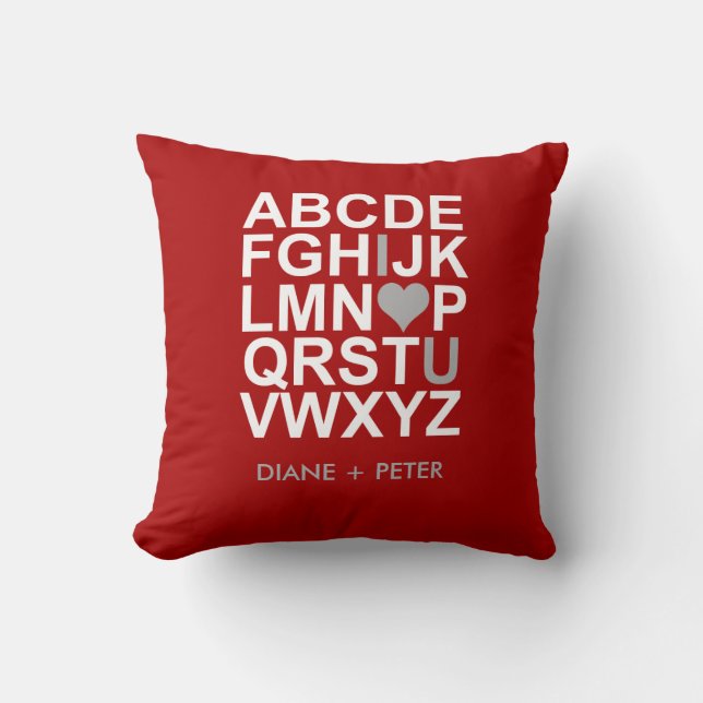 Rotes weißes graues Herz-Liebe-Kissen Kissen (Vorderseite)
