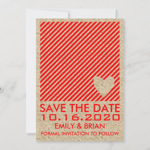 Rotes, weißes Herz gestreift Einbruch speichern Si Save The Date