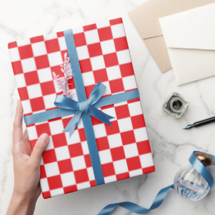 Rotes weißes, kariertes Faltpapier Geschenkpapier