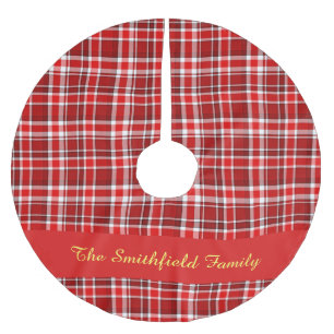 Rotes weißes kariertes polyester weihnachtsbaumdecke