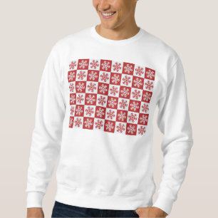 Rotes/weißes Karoschneeflockemuster Thunder_Cove Sweatshirt