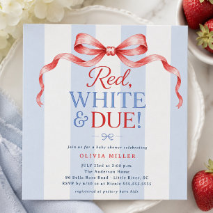 Rotes Weißes & Kommendes Baby Shower Einladung