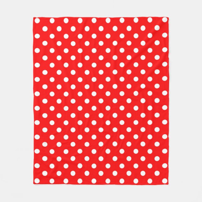 Rotes Weißes Punkte-Design Fleecedecke (Vorderseite)