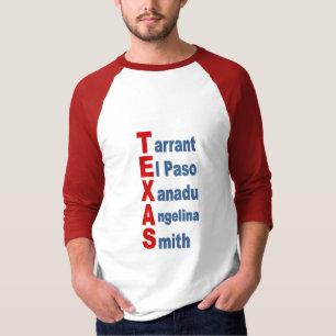 Rotes weißes Raglan-T-Shirt TOURISMUS TEXAS T-Shirt
