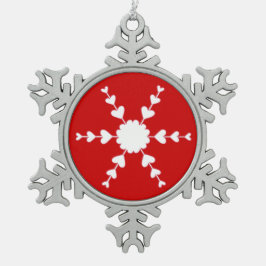 Rotes weißes Schneeflocken Schneeflocken Schneeflocken Zinn-Ornament