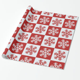Rotes weißes Schneeflockenpapier Geschenkpapier